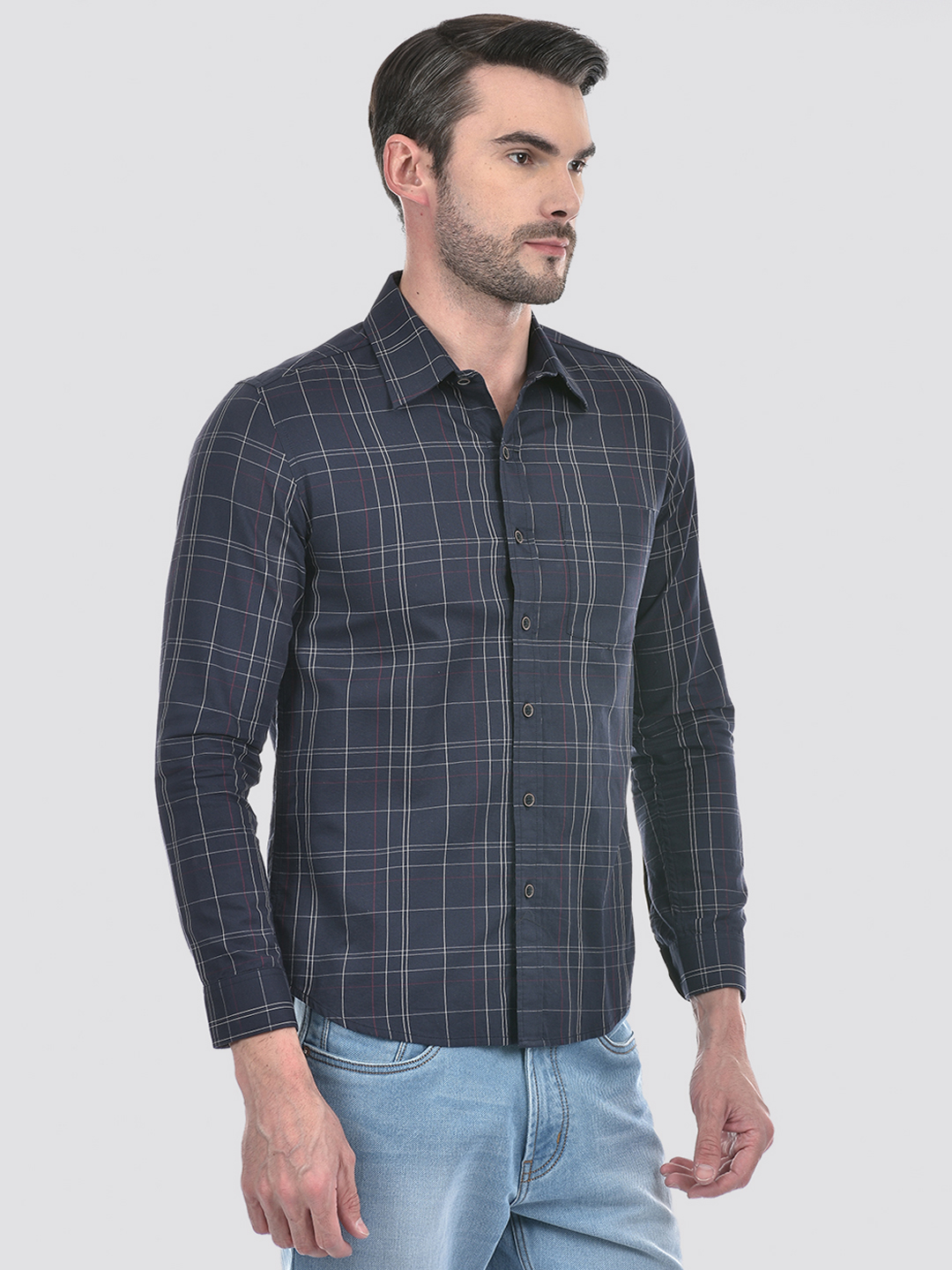 Numero Uno Men Checkered Navy Shirt